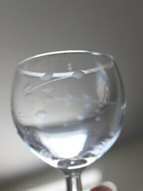 Paris Goblet Small Glass with Leaf Etchings (France)